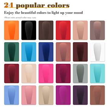 AddFavor 576pcs Press on Nails Long Coffin Fake Nails Full Cover Matte Ballerina Acrylic Artificial False Nail Tips 24 Colors 10 Sizes for Women Girls