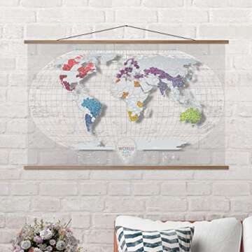 Transparent Scratch Off World Map - 24 x 38 in - Printed on Flexible Vinyl and Rewritable - Thousands of Cities Marked - Made in Ukraine by 1DEA.me