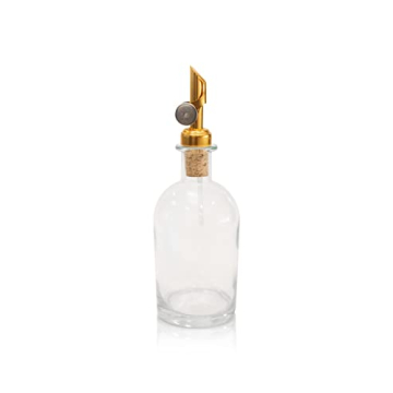 Gold Glass Mouthwash Oil Dispenser with Metal Spout - 8oz