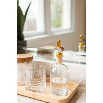 Gold Glass Mouthwash Oil Dispenser with Metal Spout - 8oz