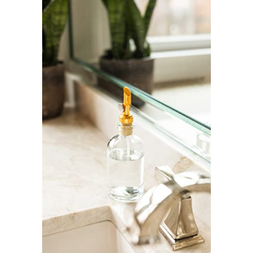 Gold Glass Mouthwash Oil Dispenser with Metal Spout - 8oz