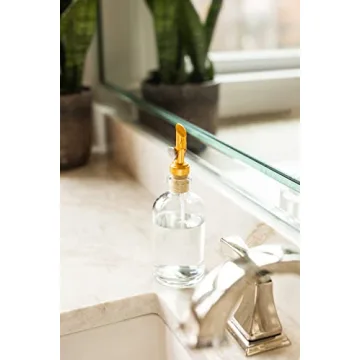 Gold Glass Mouthwash Oil Dispenser with Metal Spout - 8oz