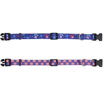 Lamphyface 2 Pack American Flag Dog Collar Adjustable 4th of July Independence Day Small