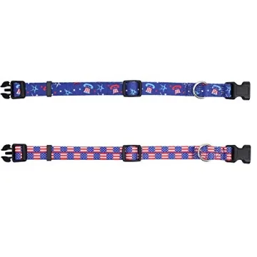 Lamphyface 2 Pack American Flag Dog Collar Adjustable 4th of July Independence Day Small
