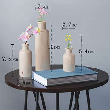 White Ceramic Vases Set of 3 for Home Decor