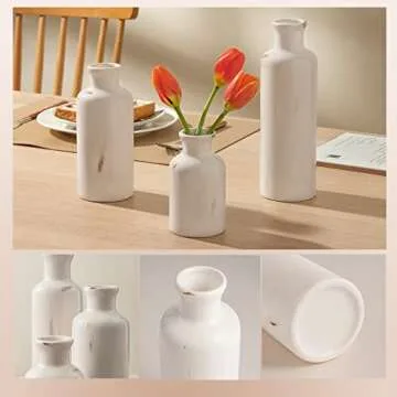White Ceramic Vases Set of 3 for Home Decor