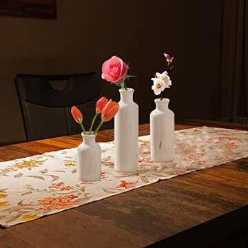 White Ceramic Vases Set of 3 for Home Decor