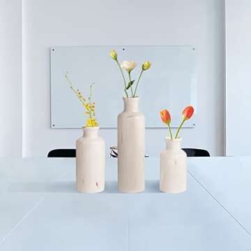 White Ceramic Vases Set of 3 for Home Decor