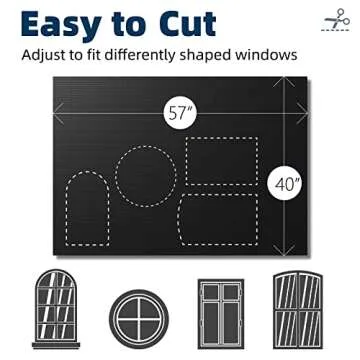 NIGHTON Portable Blackout Curtains 40"×57" Strong Hook and Loop Tape Strips with Adhesive,Blackout Shades That can be Cut,100% Blackout Material Blackout Blinds for Baby Nursery or Travel Use-Black