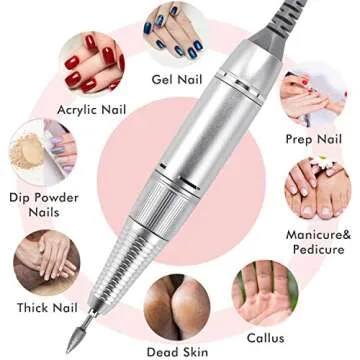 Electric Nail Drill Machine 30000rpm - Ejiubas Professional Nail Drill High Speed Low Vibration Low Heat Electric Efile Drill for Shaping Buffing Removing Acrylic Nails Grinder Manicure Pedicure