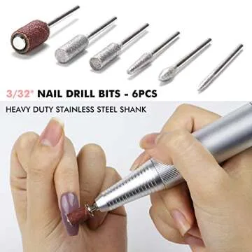 Electric Nail Drill Machine 30000rpm - Ejiubas Professional Nail Drill High Speed Low Vibration Low Heat Electric Efile Drill for Shaping Buffing Removing Acrylic Nails Grinder Manicure Pedicure