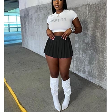 Mini Pleated Skirt for Women - Y2K Style Black S