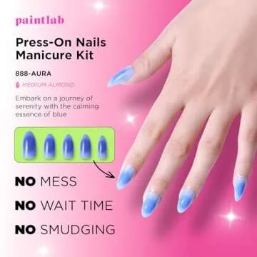 PaintLab Press-On Nails - Aura 30-Piece Manicure Kit for Reusable Style