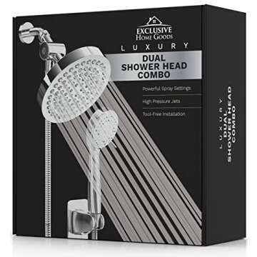 Shower Head With Handheld Combo, 6 Inch High Pressure Rainfall Showerhead With Hand Held 70 Inch Hose for Bath - Adjustable Swivel Shower Head Spray Anti-leak Nozzles - Universal Fit