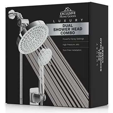 Shower Head With Handheld Combo, 6 Inch High Pressure Rainfall Showerhead With Hand Held 70 Inch Hose for Bath - Adjustable Swivel Shower Head Spray Anti-leak Nozzles - Universal Fit