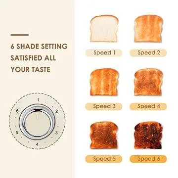 4 Slice Toaster Roter Mond Retro Stainless Steel with Bagel Defrost Cancel Function, 6 Browning Sett...
