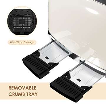 4 Slice Toaster Roter Mond Retro Stainless Steel with Bagel Defrost Cancel Function, 6 Browning Settings, Extre Wide Slot and Removable Crumb Tray, Cream, ST033