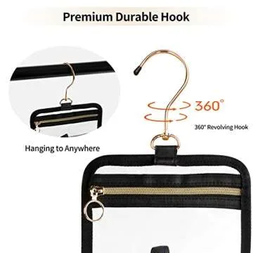 CUBETASTIC Toiletry Bag for Men, Clear Hanging Toiletries Bag for Travelling, Transparent Makeup Bag Organizer Portable Skincare Cosmetic Pouch for Women, 3 Compartment