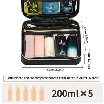 CUBETASTIC Toiletry Bag for Men, Clear Hanging Toiletries Bag for Travelling, Transparent Makeup Bag Organizer Portable Skincare Cosmetic Pouch for Women, 3 Compartment