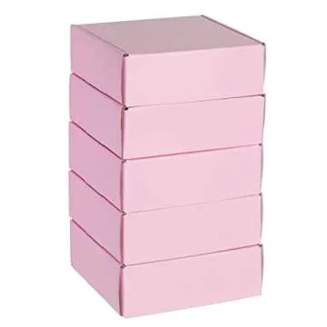 Stockroom Plus 25 Pack Corrugated Packaging Boxes for Shipping, Cardboard Mailers for Small Business, Boutiques, Mailing Gifts, Gift Boxes for Wedding Reception, Bridal Shower (Pink, 6 x 6 x 2 Inches)