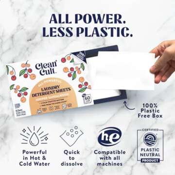 Eco-Friendly Cleancult Laundry Detergent Sheets - 60 Loads