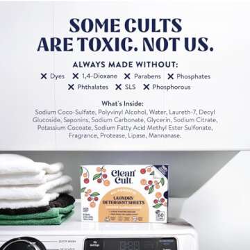 Eco-Friendly Cleancult Laundry Detergent Sheets - 60 Loads