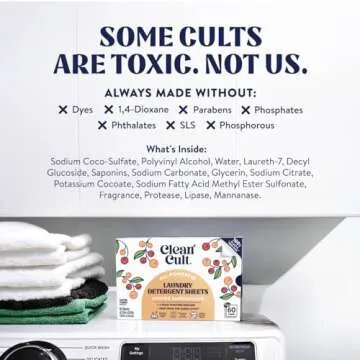 Eco-Friendly Cleancult Laundry Detergent Sheets - 60 Loads