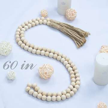 Stylish 60" Wood Bead Garland for Boho Decor