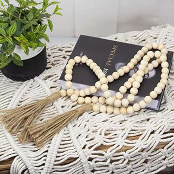 Stylish 60" Wood Bead Garland for Boho Decor