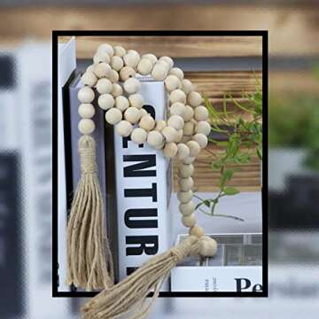 Stylish 60" Wood Bead Garland for Boho Decor