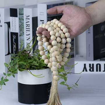 Stylish 60" Wood Bead Garland for Boho Decor