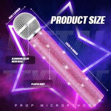 Threan 2 Pcs Glitter Microphone Prop for Parties and Cosplay