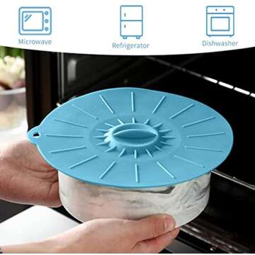 Silicone Bowl Lids Set of 5,Heat Resistant Microwave Cover Reusable Suction Seal Covers Silicone Suction Lids Airtight Seal Silicone Lids Covers for Bowls,Plate,Pots,Pans