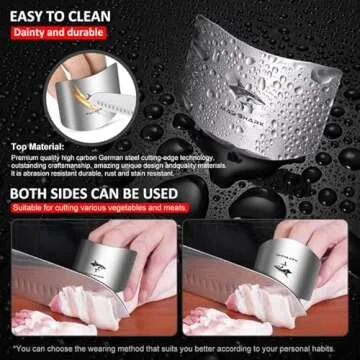MAD SHARK Chef Finger Guards for Cutting with Gift Box, 2pcs Premium 304 Stainless Steel Finger Protectors for Cutting, Slicing and Chopping Vegetables, Fruits and Meat, Avoid Hurting Kitchen Tools