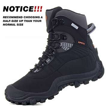 XPETI Men’s Thermator Mid-Rise Waterproof Hiking Boot Insulated Non-Slip Black 12