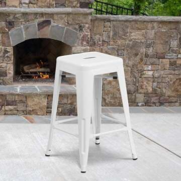 Flash Furniture Kai 24" High Backless Metal Counter Height Stool for Indoor-Outdoor Use