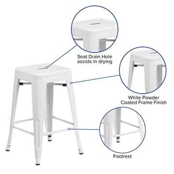 Flash Furniture 24" Backless Metal Counter Stool - Durable & Stylish