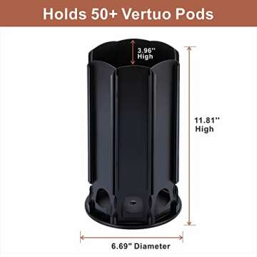 Rice Rat Coffee Pod Carousel Holder with Central Additional Pods Storage for VertuoLine Pods (40+ pods)