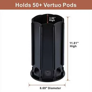 Rice Rat Coffee Pod Carousel Holder with Central Additional Pods Storage for VertuoLine Pods (40+ pods)