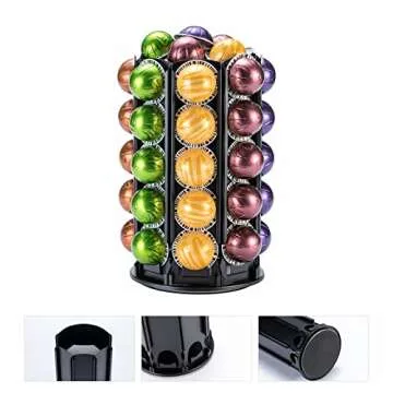 Rice Rat Coffee Pod Carousel Holder with Central Additional Pods Storage for VertuoLine Pods (40+ pods)