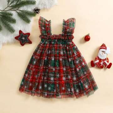 Toddler Christmas Tutu Dress Baby Girl Sleeveless Layered Tulle Dress Little Girl Princess Dresses C...