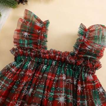 Toddler Christmas Tutu Dress Baby Girl Sleeveless Layered Tulle Dress Little Girl Princess Dresses Christmas Outfit (red Green Plaid, 3-4 Years)