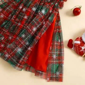 Toddler Christmas Tutu Dress Baby Girl Sleeveless Layered Tulle Dress Little Girl Princess Dresses Christmas Outfit (red Green Plaid, 3-4 Years)