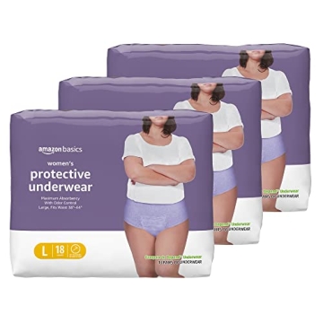 Amazon Basics Women's Protective Underwear for Incontinence & Postpartum Care, Maximum Absorbency in...