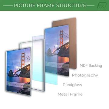 FrameWorks 16x24 Brushed Aluminum Poster Frames – Modern Brushed Metal Design w/Shatterproof Plexiglass, Perfect for Posters, Artwork, Paintings, Wall Displays – Home or Office Decor, Black - 1 Pack