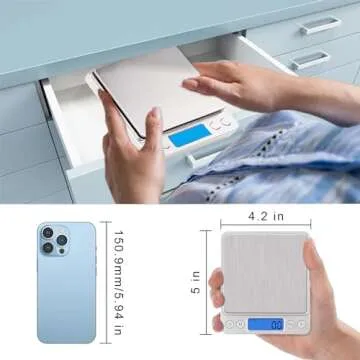 UNIWEIGH Digital Kitchen Scale,3kg/0.1g Pocket Food Scale Measure in Grams and oz for Loss Weight,Cooking Baking,Jewelry,High Precision Gram Scale with 6 Units,Small Coffee Scale with 2 Trays,LCD,Tare