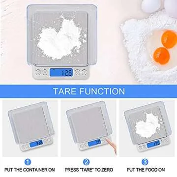 UNIWEIGH Digital Kitchen Scale,3kg/0.1g Pocket Food Scale Measure in Grams and oz for Loss Weight,Cooking Baking,Jewelry,High Precision Gram Scale with 6 Units,Small Coffee Scale with 2 Trays,LCD,Tare