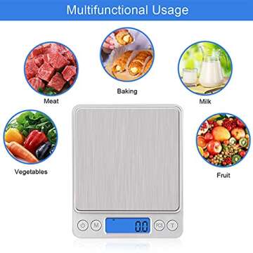 UNIWEIGH Digital Kitchen Scale,3kg/0.1g Pocket Food Scale Measure in Grams and oz for Loss Weight,Cooking Baking,Jewelry,High Precision Gram Scale with 6 Units,Small Coffee Scale with 2 Trays,LCD,Tare
