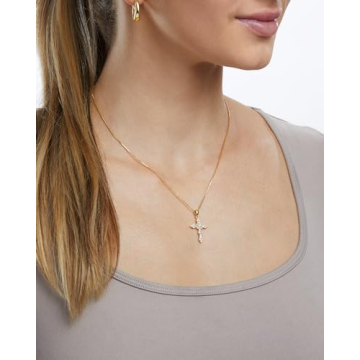 Stunning 14K Gold Plated Women's Cross Necklace