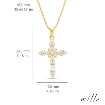 Stunning 14K Gold Plated Women's Cross Necklace